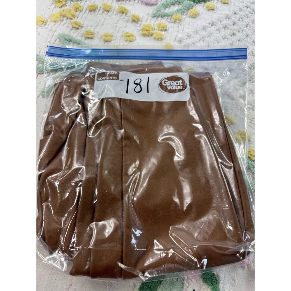 A New Day Faux Leather Leggings Cognac Brown High Rise Pants XS RN17730 - Picture 8 of 8